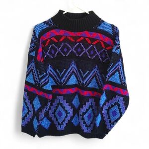 Doris Skis Vintage Colorblock Crew Neck Sweater Gorpcore Ski Bunny Blue Purple